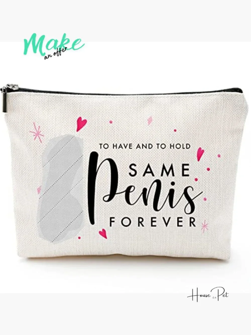 Waterproof Linen Cosmetic Bag Bridal Shower Gift Bride Survival Kit